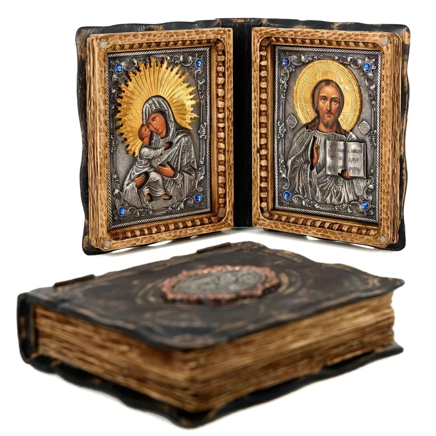 Icoana Diptic Maica Domnului și Iisus Hristos