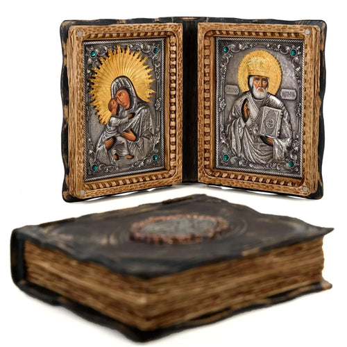 Icoana Diptic Maica Domnului și Sfântul Nicolae